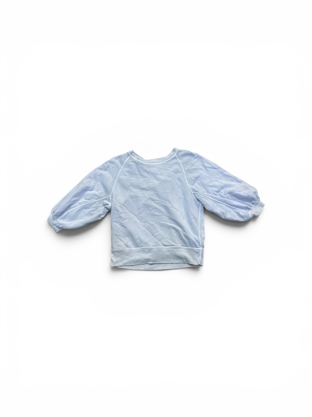 Unsubscribed Women's French Terry  Blue Crewneck Puffed Sleeve Sweatshirt XS